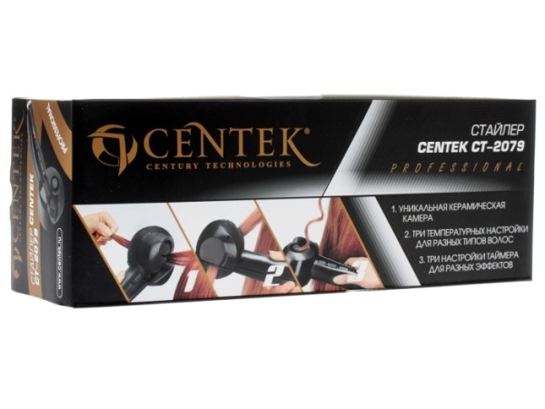 3. Стайлер Centek CT-2079 50Вт, Автоматическая завивка, Керамическое покрытие камеры