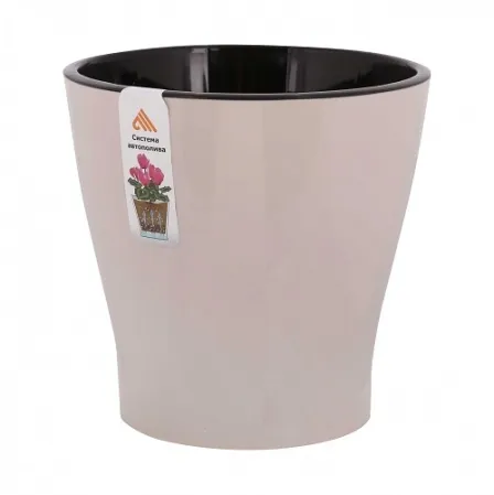 1. Горшок Лея 2,2л М7928 с автополивом, белый-бежевый