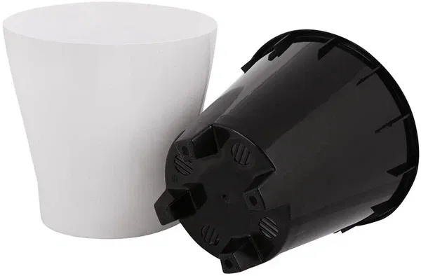 3. Горшок Лея 2,2л М7928 с автополивом, белый-бежевый